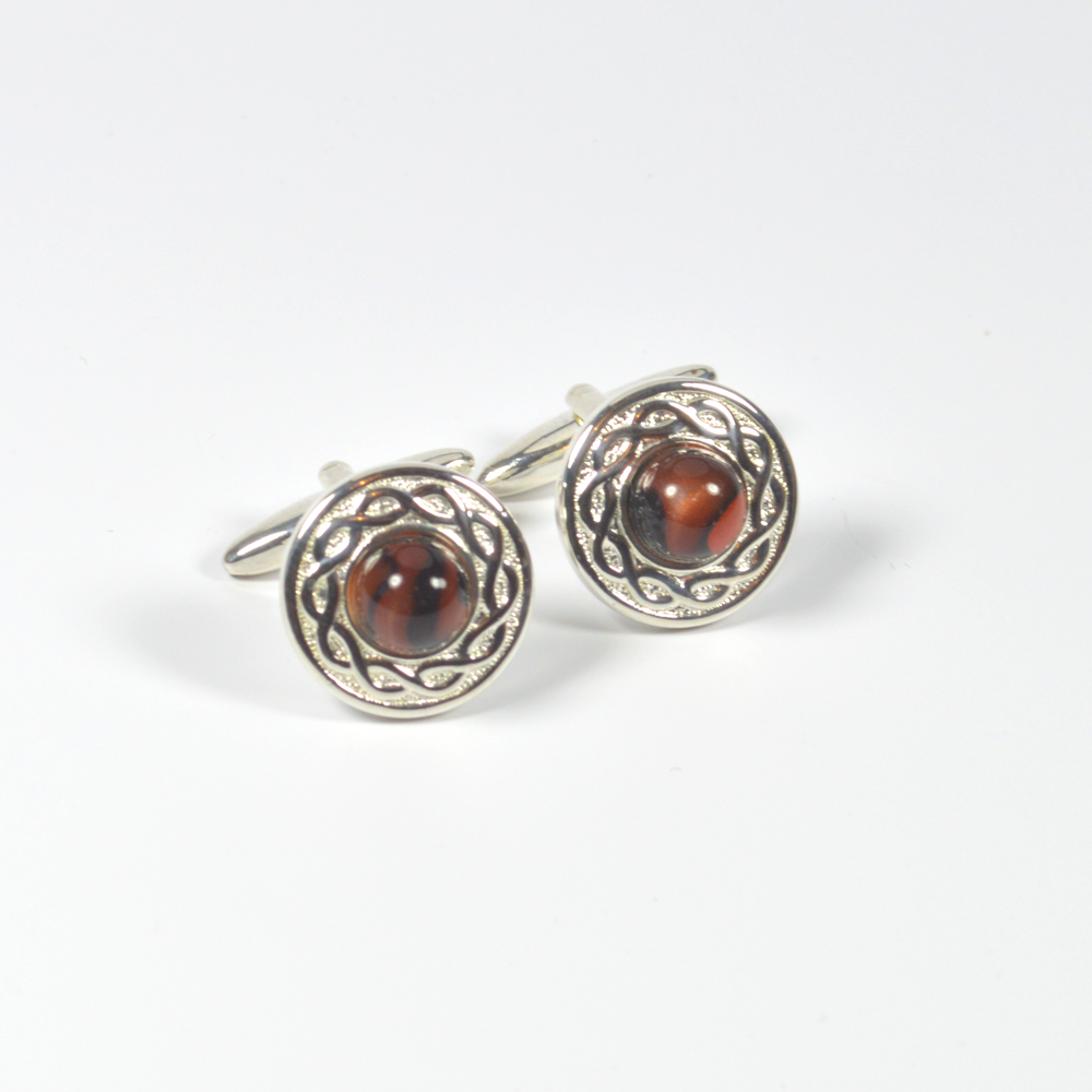 Cufflinks Sliver plated backed with a Dark Orange Centre