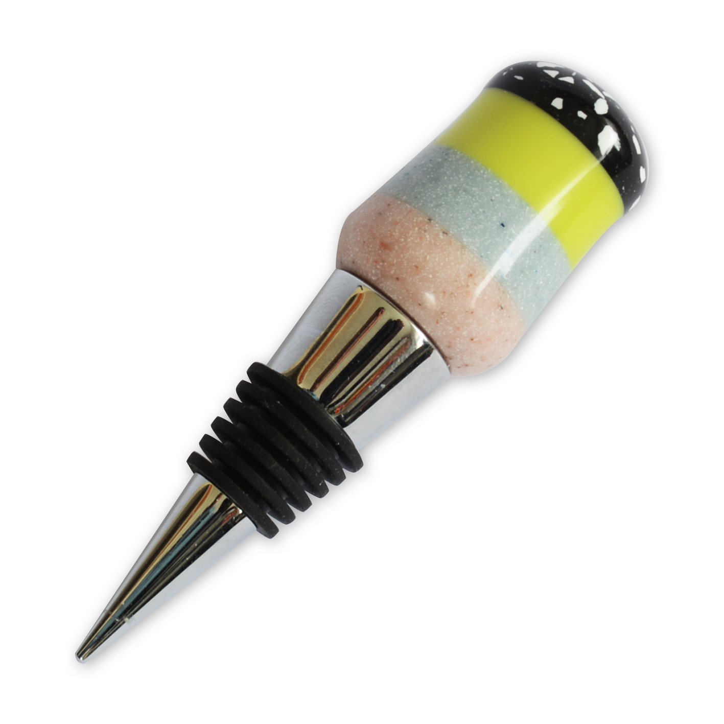 Segmented Wine Bottle Stopper - Pink Blue Green & Black | Greenleaf Crafts