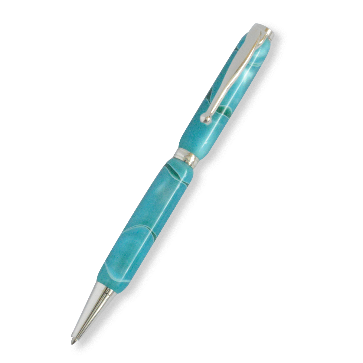 Slimline Sliver Plated Pen (Acrylic Sea Green )