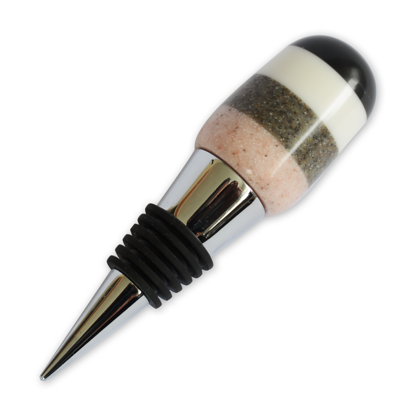 Segmented Wine Bottle Stopper - Pink Grey White & Black  | Greenleaf Crafts