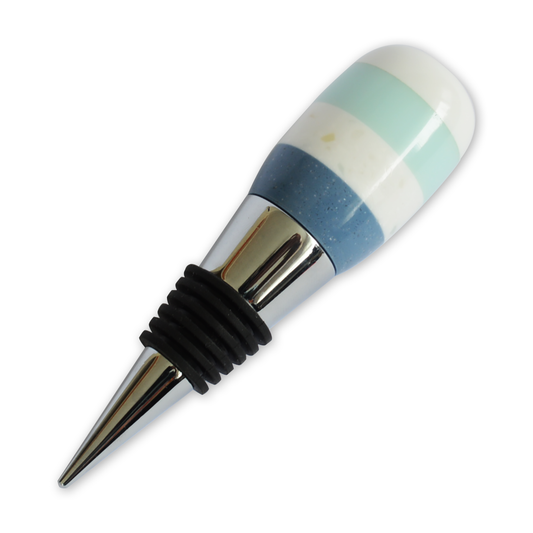 Segmented Wine Bottle Stopper - Blue & White  | Greenleaf Crafts