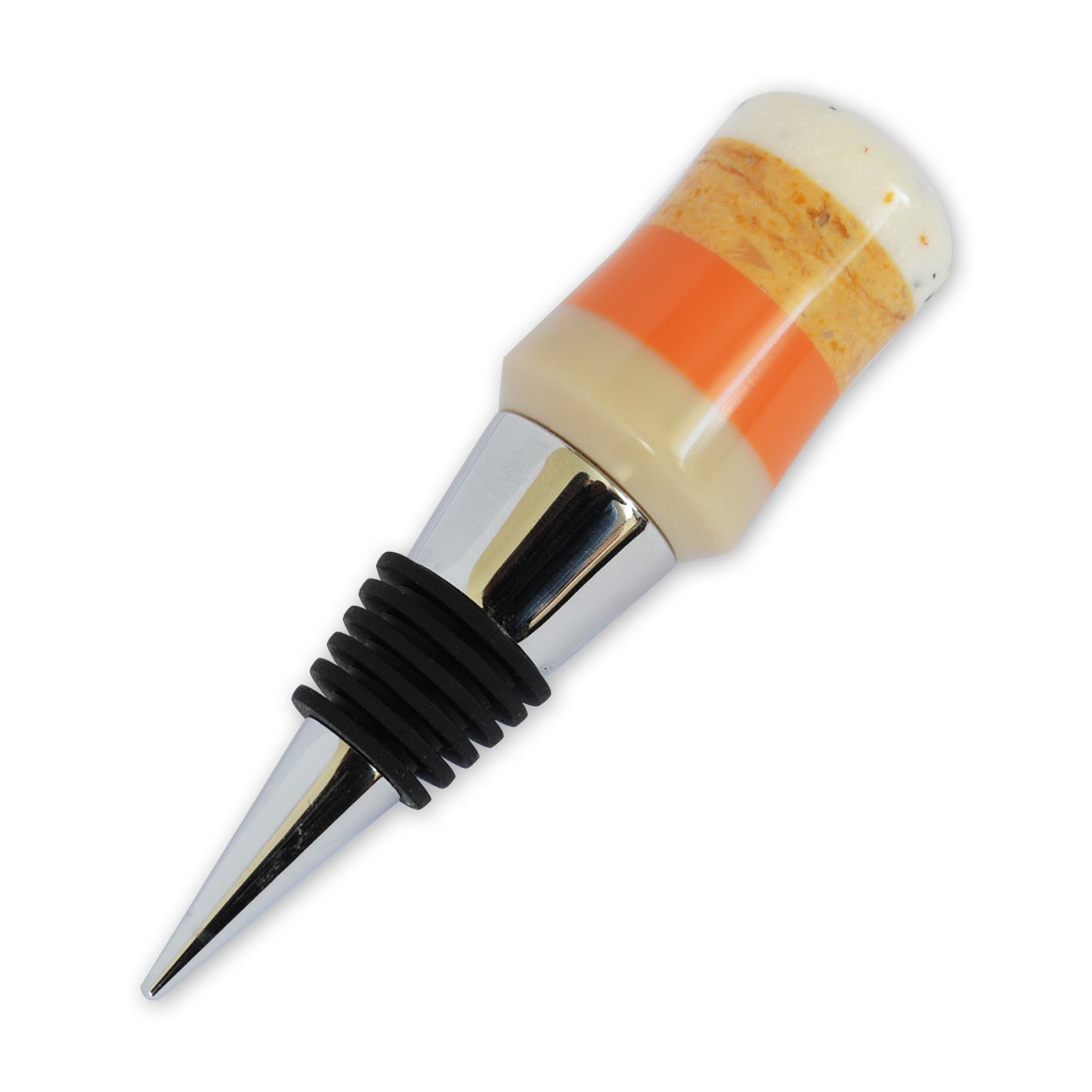 Segmented Wine Bottle Stopper - Cream Orange & white  | Greenleaf Crafts