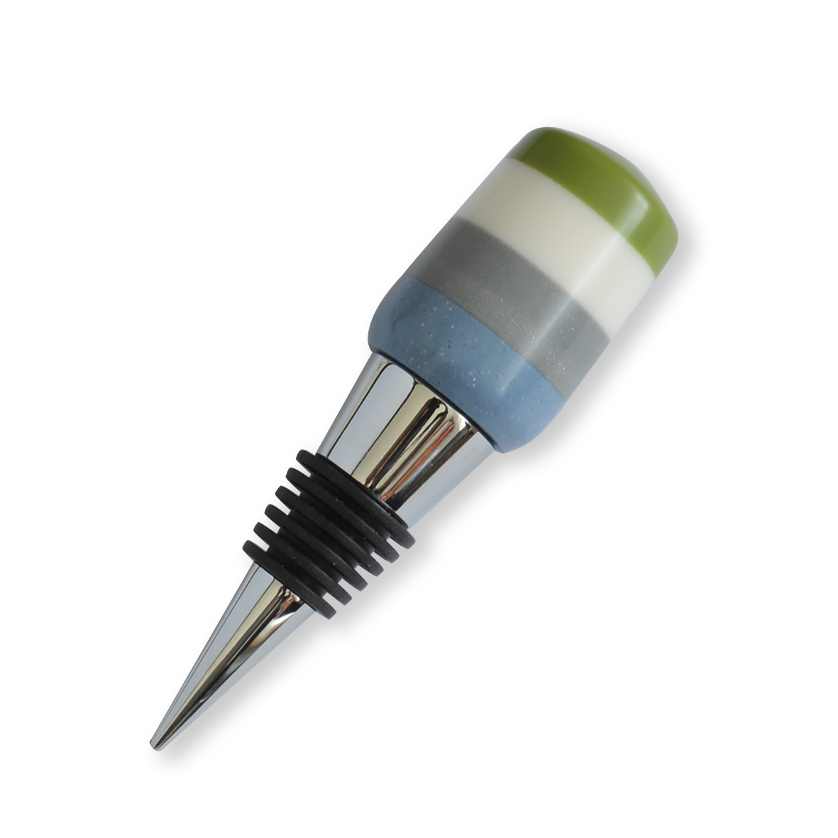 Segmented Wine Bottle Stopper - Blue Grey White & Green  | Greenleaf Crafts