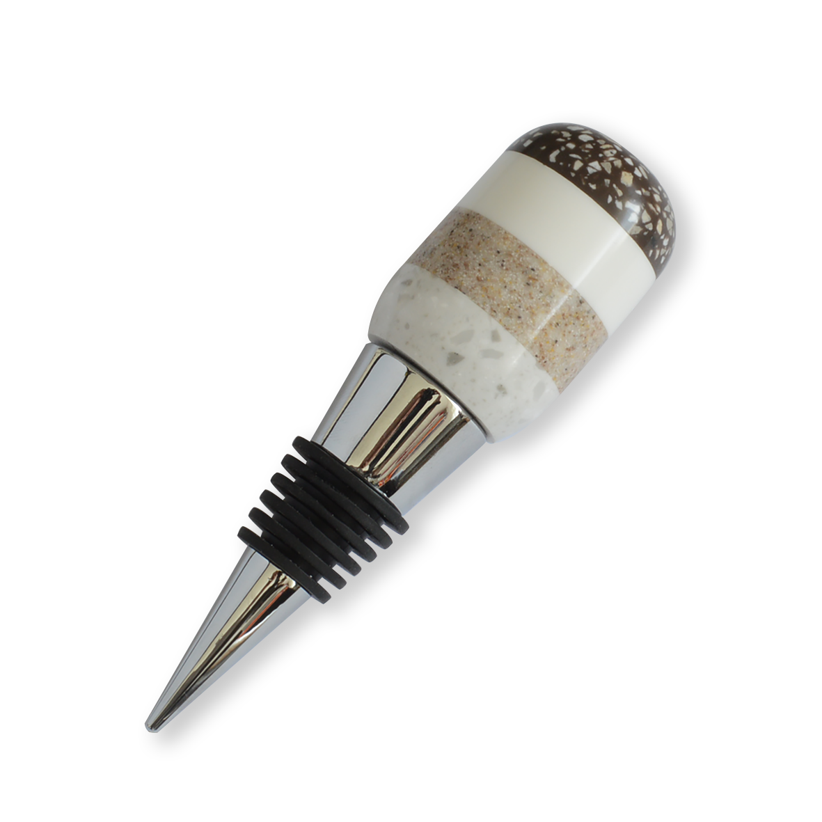 Segmented Wine Bottle Stopper- Grey Brown White & Black  | Greenleaf Crafts